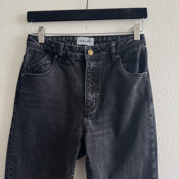 Rolla’s Original High Rise Straight Leg Jeans Washed Black Minimal - Picture 4 of 13